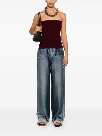 Pierre-louis Mascia Pierre Louis Mascia Denim Print Silk Trousers In Blue