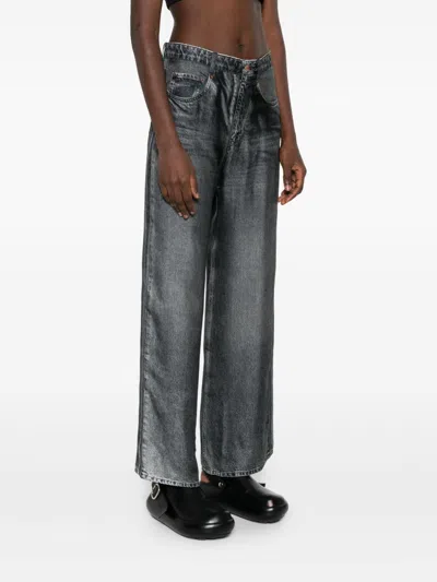 Pierre-louis Mascia Pierre Louis Mascia Denim Print Silk Trousers In Gray