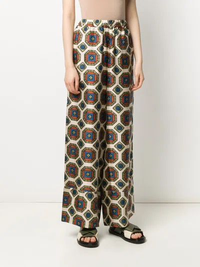 Pierre-louis Mascia Pierre Louis Mascia Multicoloured Geometric Silk Trousers In Multi