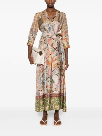 Pierre-louis Mascia Pierre Louis Mascia Printed Silk Long Dress In Multi