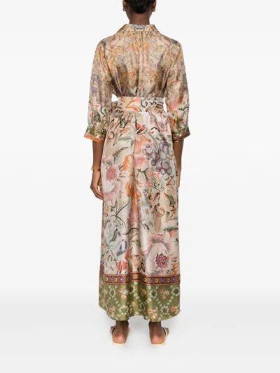 Pierre-louis Mascia Pierre Louis Mascia Printed Silk Long Dress In Multi
