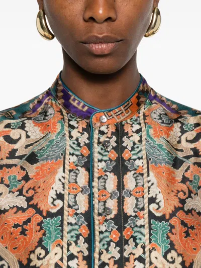 Pierre-louis Mascia Pierre Louis Mascia Printed Silk Shirt In Multi