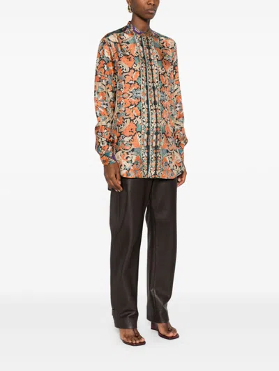 Pierre-louis Mascia Pierre Louis Mascia Printed Silk Shirt In Multi