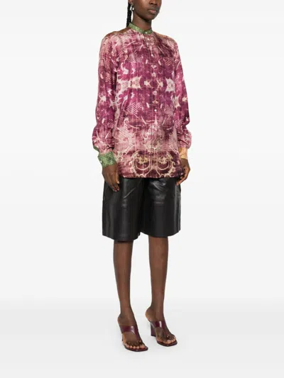 Pierre-louis Mascia Pierre Louis Mascia Printed Silk Shirt In Pink