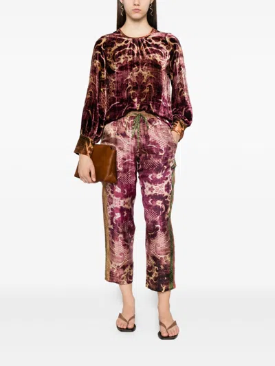Pierre-louis Mascia Pierre Louis Mascia Printed Silk Trousers In Pink