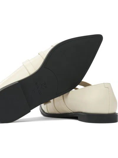 Pinko Buckle-embellished Pointed Ballet Flats In White
