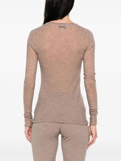 Pinko Beige Wool Blend Sweater In Neutral