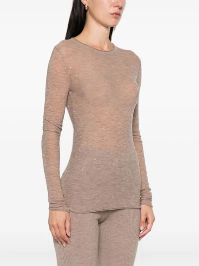 Pinko Beige Wool Blend Sweater In Neutral