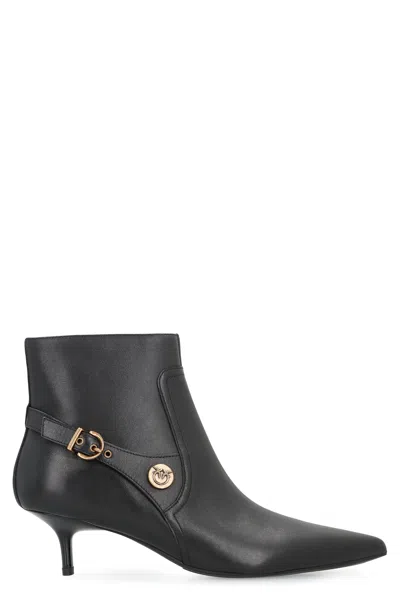 Pinko Booties With Love Birds Logo On The Strap In Multi