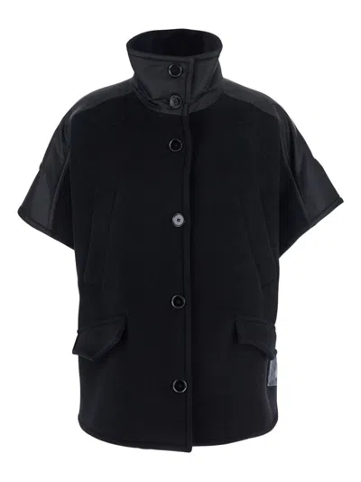 Pinko Short-sleeved Stand-up Collar Jacket In Black