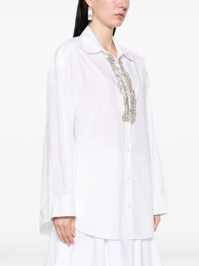 Pinko White Cotton Shirt With Classic Collar In White