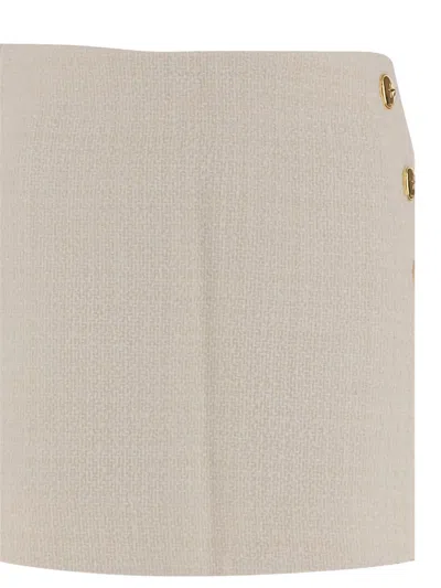 Pinko Wrap-style High-waisted Tweed Miniskirt With Gold-tone Buttons In Multi