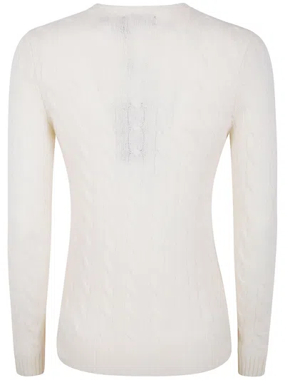 Polo Ralph Lauren Classic Cable Knit Sweater With Round Neckline And Ribbed Details In Neutral