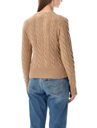 Polo Ralph Lauren Wool And Cashmere Cable Knit Cardigan In Brown