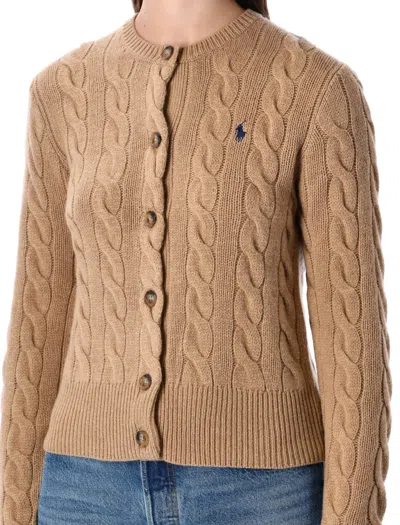 Polo Ralph Lauren Wool And Cashmere Cable Knit Cardigan In Brown