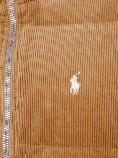 Polo Ralph Lauren Corduroy Quilted Puffer Jacket In Nude