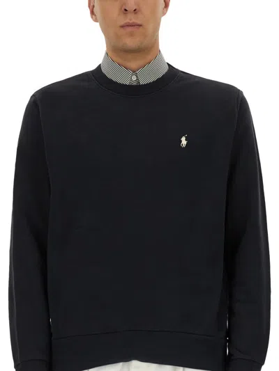 Polo Ralph Lauren Black Cotton Sweatshirt In Black