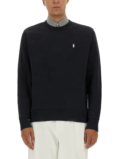 Polo Ralph Lauren Black Cotton Sweatshirt In Black