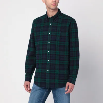 Polo Ralph Lauren Button-down Collar Logo-embroidered Checked Brushed-cotton Oxford Shirt In Green