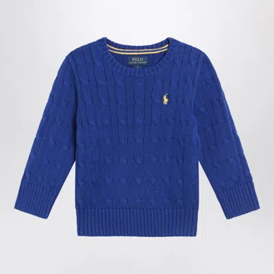 Polo Ralph Lauren Bright Blue Cable-knit Crewneck Sweater In Blue