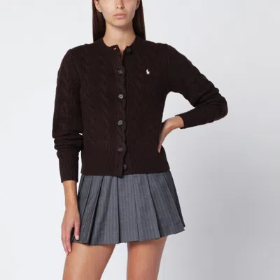 Polo Ralph Lauren Brown Cable-knit Wool And Cashmere Cardigan In Brown