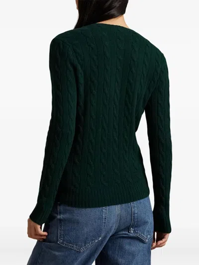Polo Ralph Lauren Julianna Green Sweater With Round Neck And Pony Embroidery On The Front In Wool And Cashmere Woman In Green