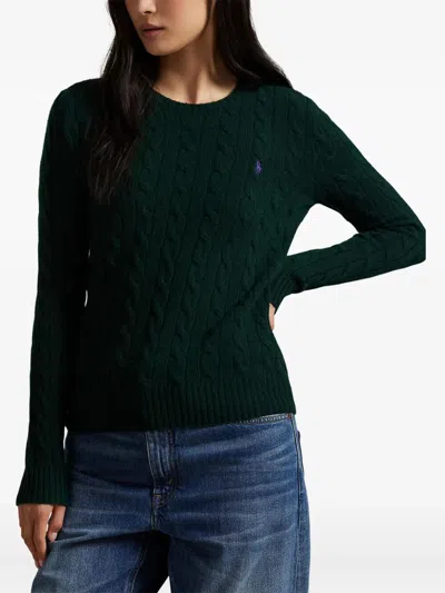 Polo Ralph Lauren Julianna Green Sweater With Round Neck And Pony Embroidery On The Front In Wool And Cashmere Woman In Green
