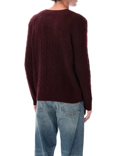 Polo Ralph Lauren Wool And Cashmere Cable Knit Sweater In Burgundy