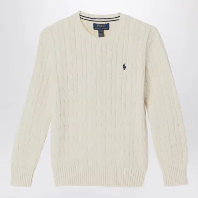 Polo Ralph Lauren Cream Cable-knit Crewneck Sweater In Neutral