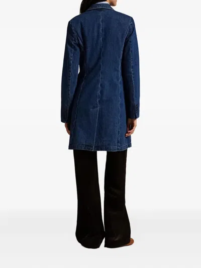 Polo Ralph Lauren Rigid Denim Double Breasted Coat In Blue