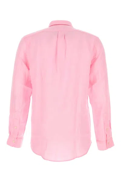 Polo Ralph Lauren Linen Shirt Custom Fit Collar Sleeves In Pink