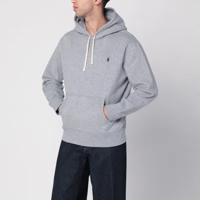 Polo Ralph Lauren Grey Cotton Hoodie With Contrasting Embroidered Logo In Gray