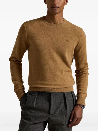 Polo Ralph Lauren Tailored Brown Sweater With Ribbed Cuffs And Sophisticated Logo In Brown