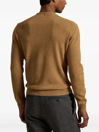 Polo Ralph Lauren Tailored Brown Sweater With Ribbed Cuffs And Sophisticated Logo In Brown