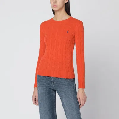 Polo Ralph Lauren Cable Knit Pullover With Ribbed Finish In Orange