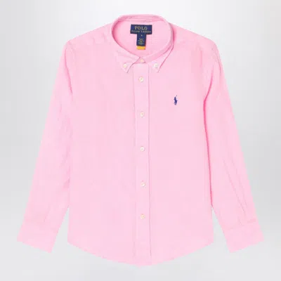 Polo Ralph Lauren Linen Shirt Custom Fit Collar Sleeves In Pink