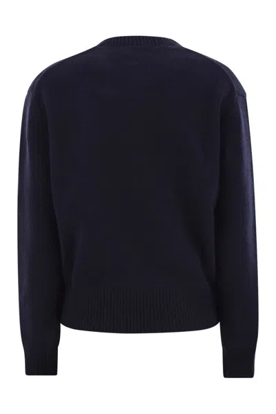 Polo Ralph Lauren Womens Polo Bear Embroidered Wool And Cashmere Jumper Hunter Navy In Blue