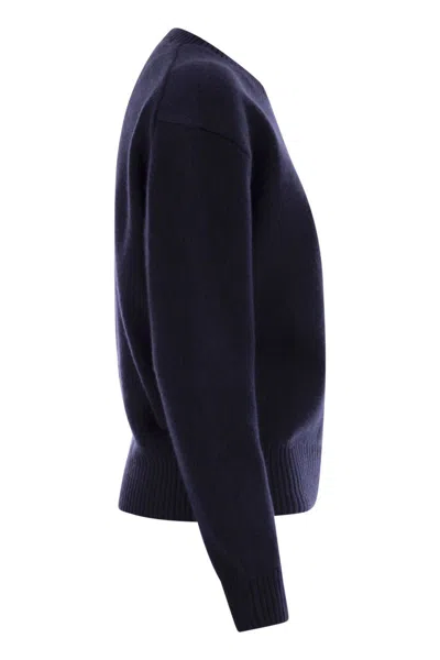 Polo Ralph Lauren Womens Polo Bear Embroidered Wool And Cashmere Jumper Hunter Navy In Blue