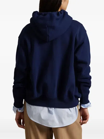 Polo Ralph Lauren Brushed Cotton Blend Sweatshirt With Iconic Polo Bear In Blue
