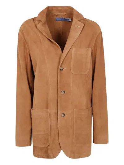 Polo Ralph Lauren Womens Maple Relaxed-fit Single-breasted Suede Blazer In Brown
