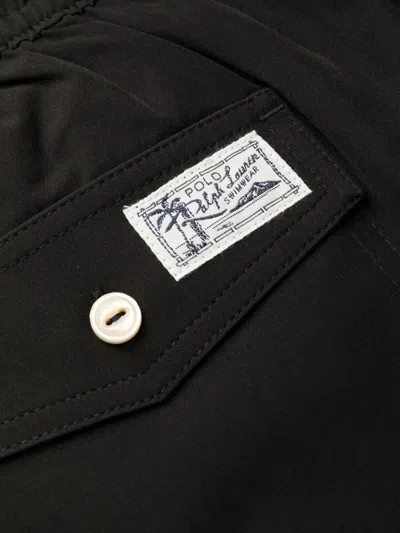 Polo Ralph Lauren Drawstring Waist Logo-patch Shorts In Black