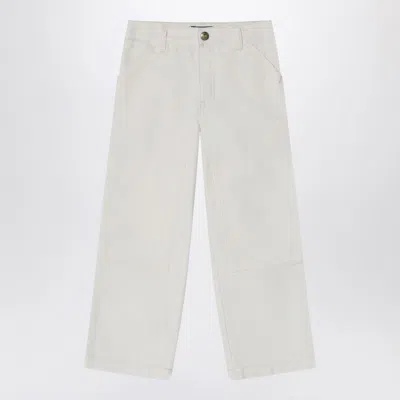 Polo Ralph Lauren White Cotton Trousers In Silver