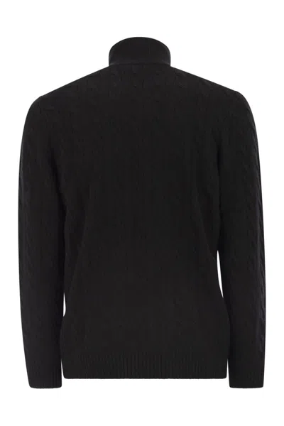 Polo Ralph Lauren Wool And Cashmere Cable Knit Jumper In Black