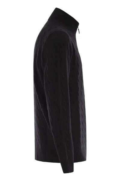 Polo Ralph Lauren Wool And Cashmere Cable Knit Jumper In Black