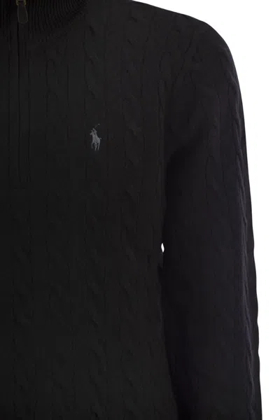 Polo Ralph Lauren Wool And Cashmere Cable Knit Jumper In Black