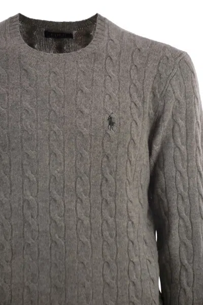 Polo Ralph Lauren Wool And Cashmere Cable-knit Sweater In Gray