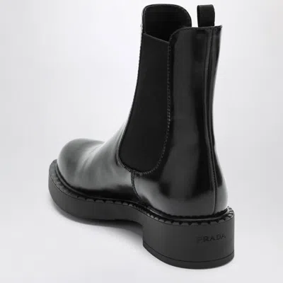 Prada Black Chelsea Ankle Boots In Polished Leather Women In Black
