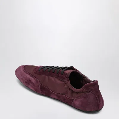 Prada Burgundy Re-nylon And Suede Sneaker Collapse In Burgundy