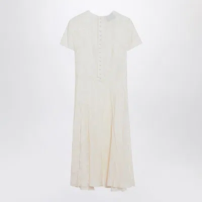 Prada Ivory Dress In Damask Silk Blend In White