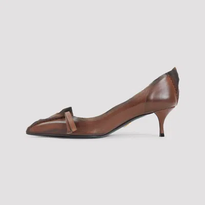 Prada Calf Leather Pumps In Brown